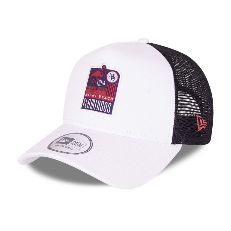 Gorras New Era Mlb Blancos - Miami Beach Flamingos MiLB Patch A-Frame Trucker 49016VZGD